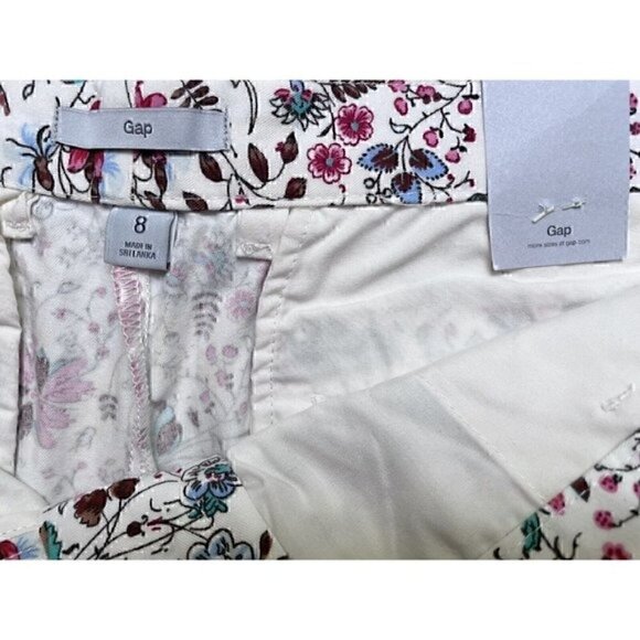 Gap Floral Chino Shorts Multicolor Casual Beige Women’s 8 Fairy Barbie - Picture 5 of 8